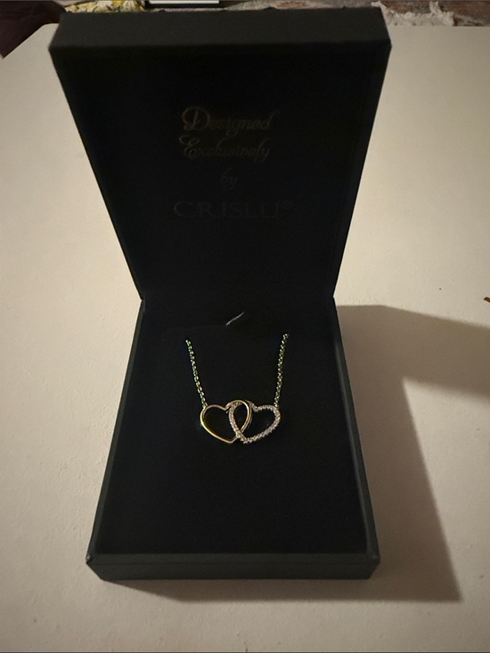 Crislu Jewelry - Two-Tone Linked Heart Necklace - Gold and Silver Accents